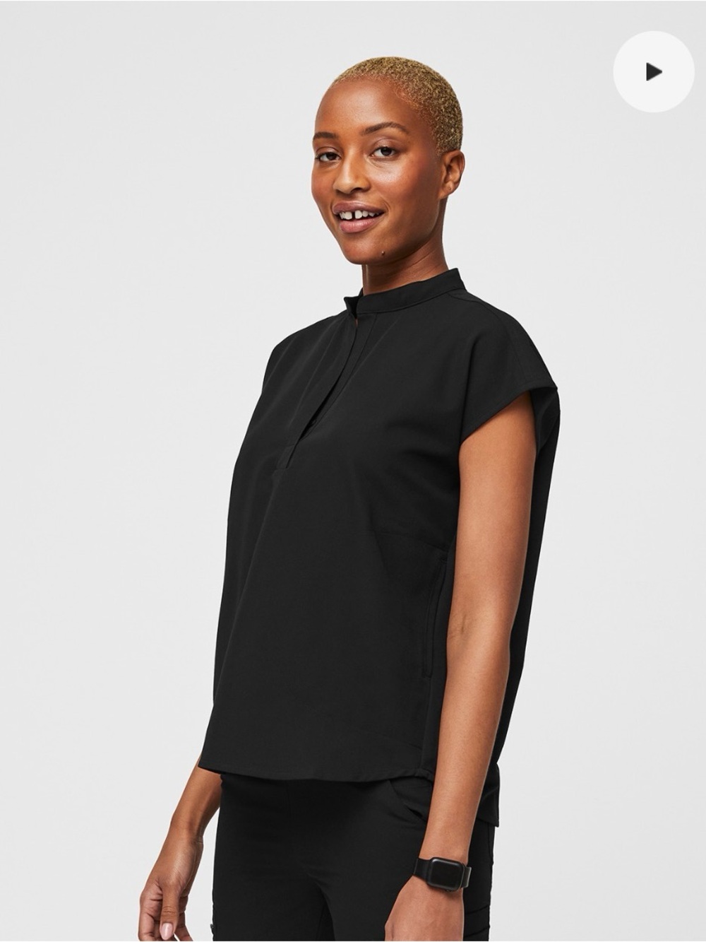 FIGS Rafaela Scrub Top Black Size Small